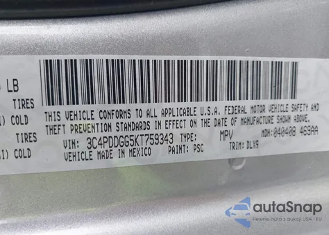 2019 Dodge Journey Crossroad from USA, damaged, VIN 3C4PDDGG5KT759343